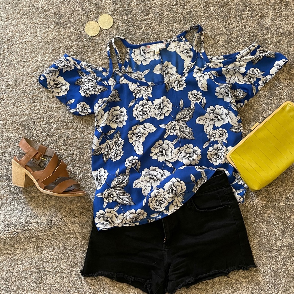 Blue floral blouse